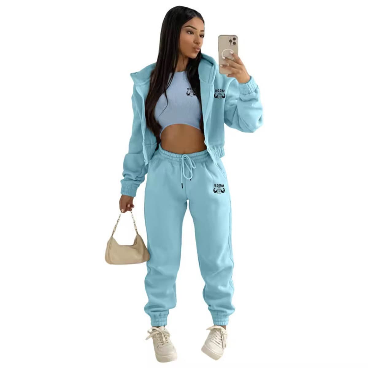 BoomDP Velvet Tracksuit https://boomdp1.com/producto/tracksuit-womens…ual-fitness-wear/ - Image 2