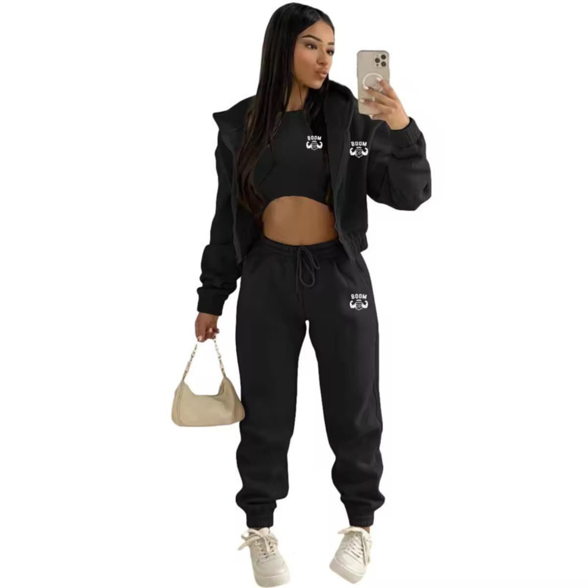 BoomDP Velvet Tracksuit https://boomdp1.com/producto/tracksuit-womens…ual-fitness-wear/ - Image 4