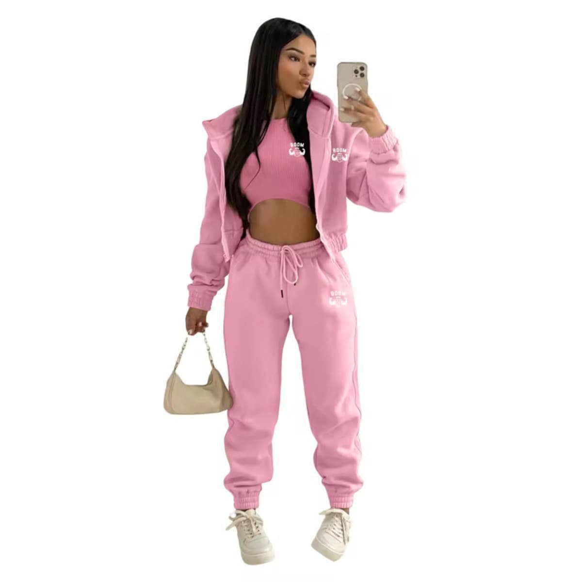 BoomDP Velvet Tracksuit https://boomdp1.com/producto/tracksuit-womens…ual-fitness-wear/ - Image 3