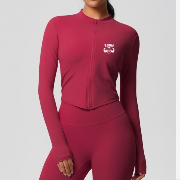Women’s 3-Piece Fitness Yoga Set – High Elastic Nylon Spandex Gym Outfit | Crop Jacket + Bra + Skirt Shorts | Conjunto Deportivo Mujer - Image 2